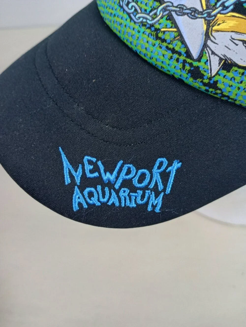 NWOT Newport Aquarium Youth Black Green‎ Blue Shark Anchor Mesh Baseball Cap